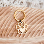 Paw Print Keychain (Silver or Gold), 1 Piece Total, Metal Blank 85 - 