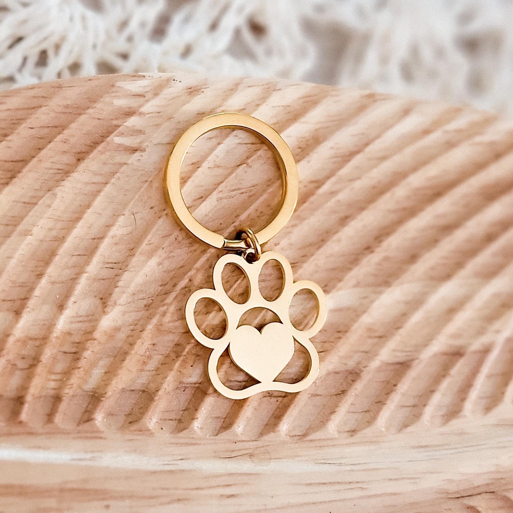 Paw Print Keychain (Silver or Gold), 1 Piece Total, Metal Blank 85 - 