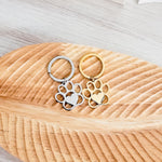 Paw Print Keychain (Silver or Gold), 1 Piece Total, Metal Blank 85 - 