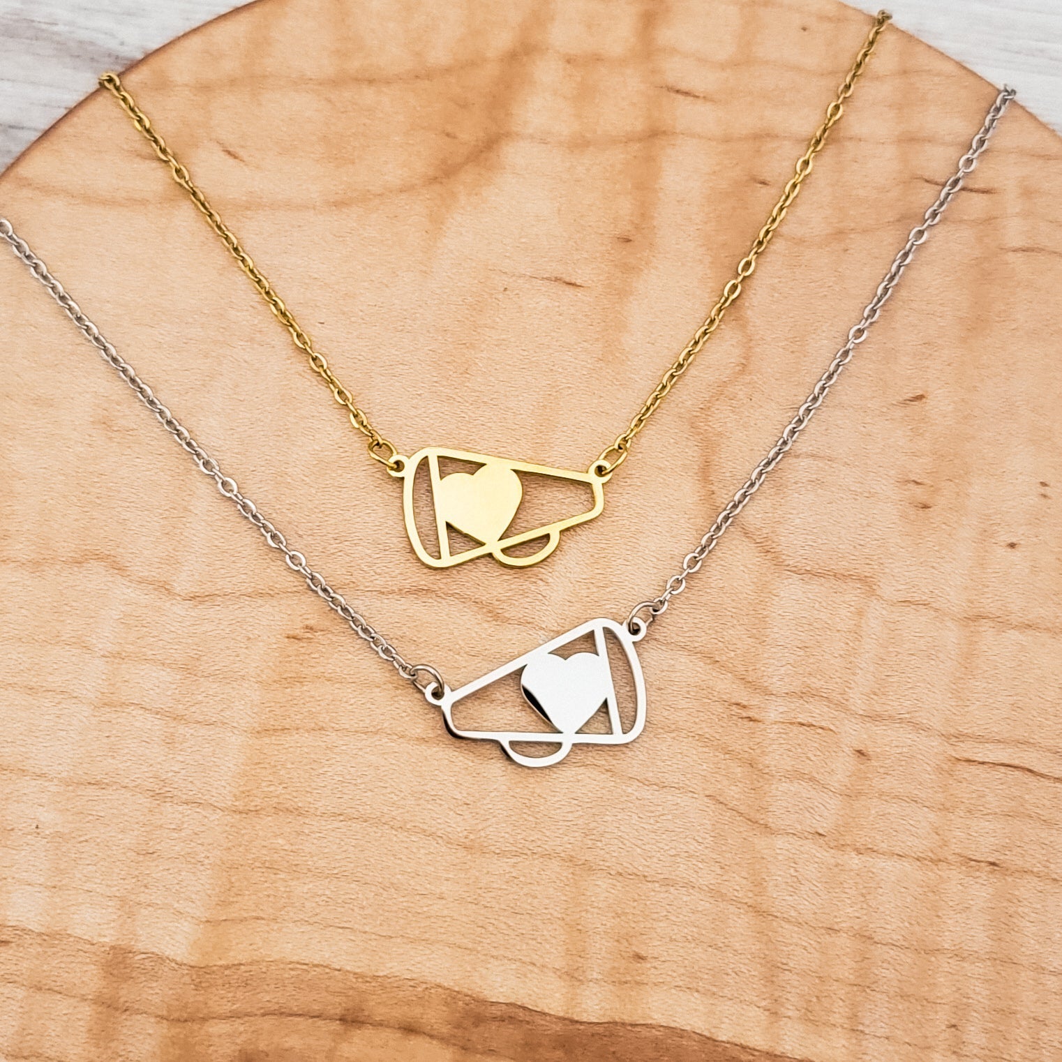 Petite Cheer Megaphone Necklace (Silver or Gold), 1 Total, Metal Blank 132 - 