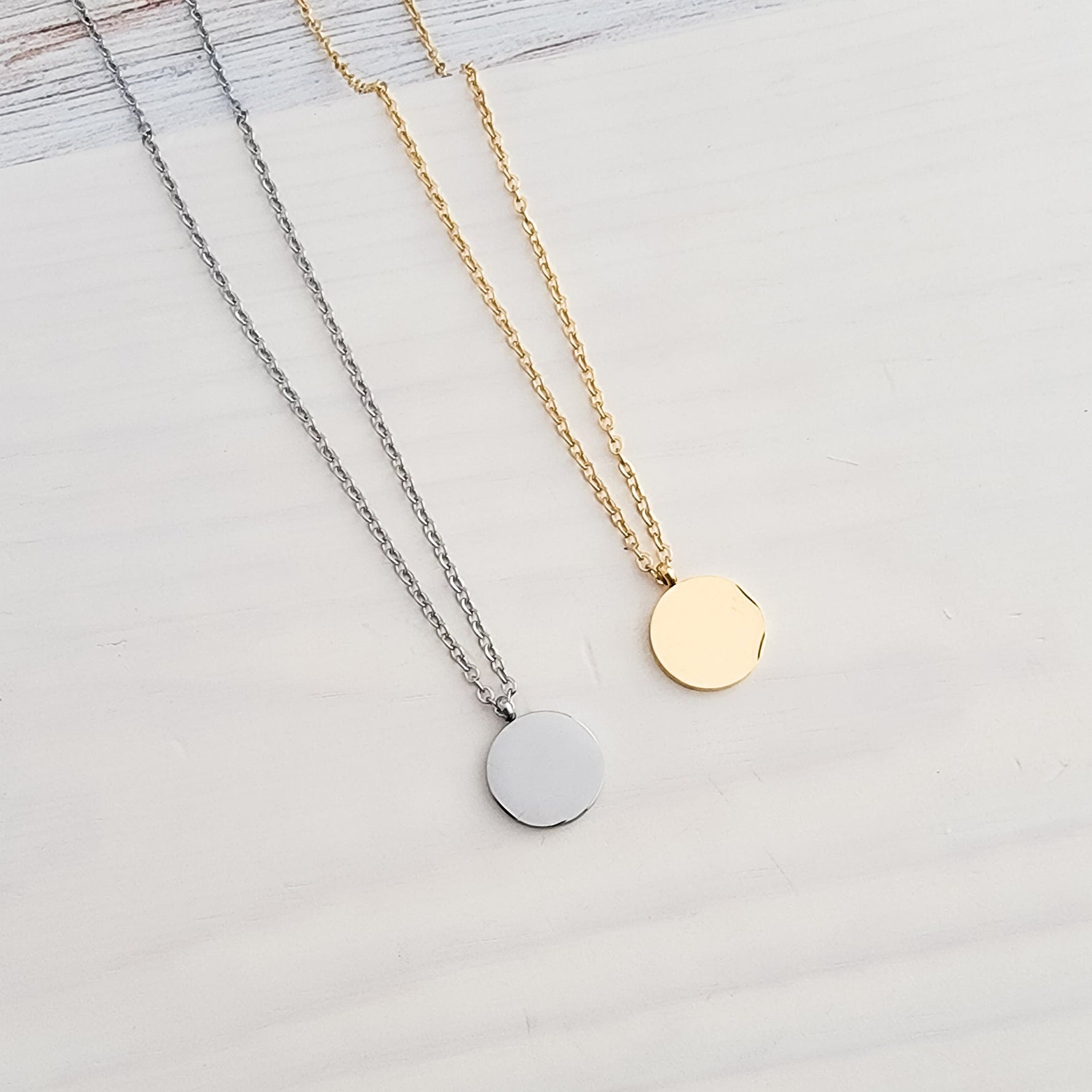 Petite Disc Necklace (Silver, Gold, or Rose Gold), 1 Total, Metal Blank 21 - 