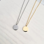 Petite Disc Necklace (Silver, Gold, or Rose Gold), 1 Total, Metal Blank 21 - 