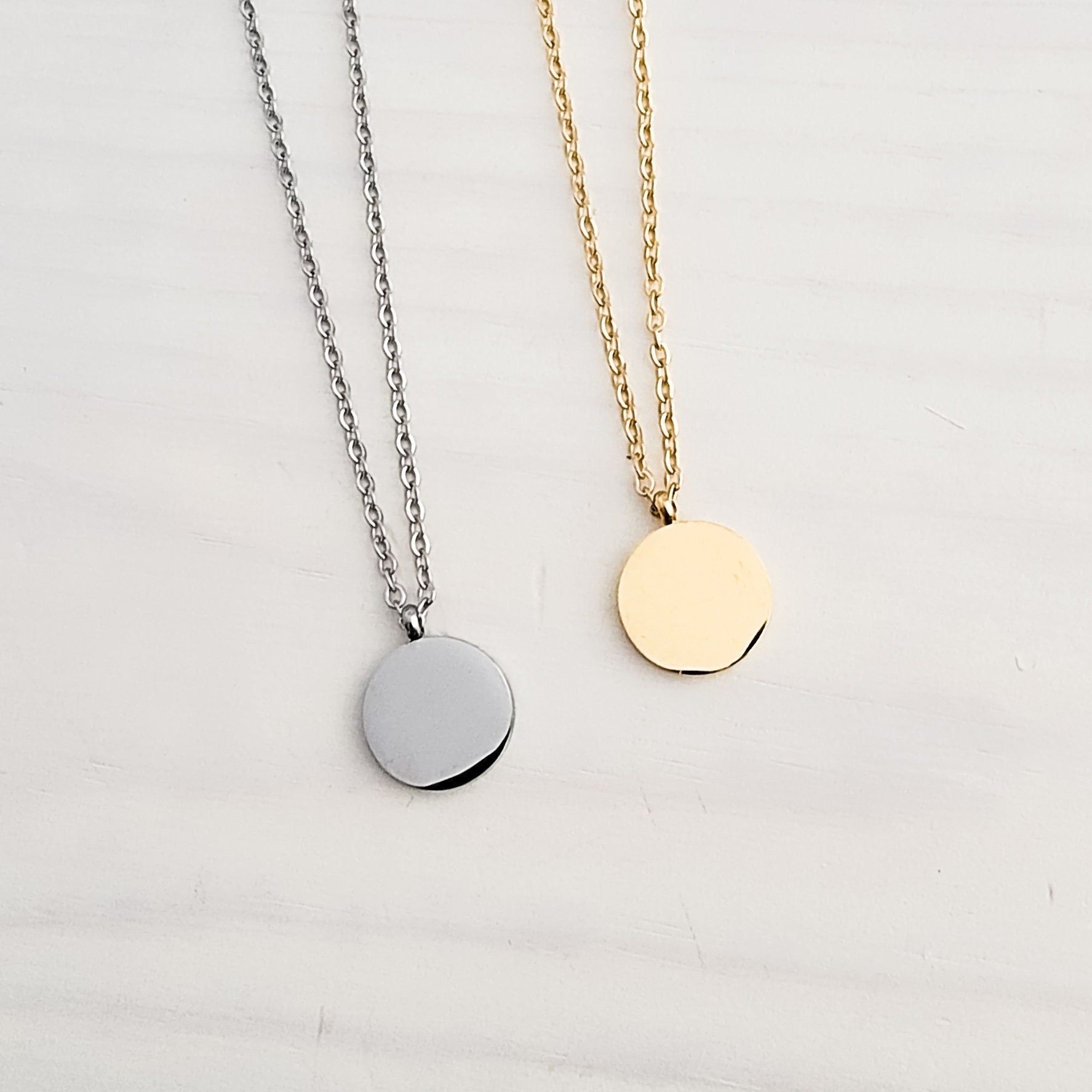Petite Disc Necklace (Silver, Gold, or Rose Gold), 1 Total, Metal Blank 21 - 