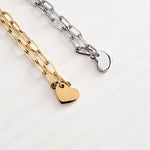 Petite Heart Paperclip Chain Bracelet (Silver or Gold), 1 Total, Metal Blank 16 - 
