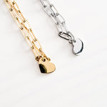 Petite Heart Paperclip Chain Bracelet (Silver or Gold), 1 Total, Metal Blank 16 - 
