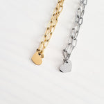 Petite Heart Paperclip Chain Bracelet (Silver or Gold), 1 Total, Metal Blank 16 - 