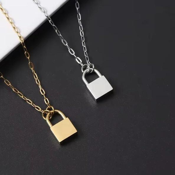 Petite Lock Pendant Necklace (Silver or Gold), 1 Total, Metal Blank 57 - 
