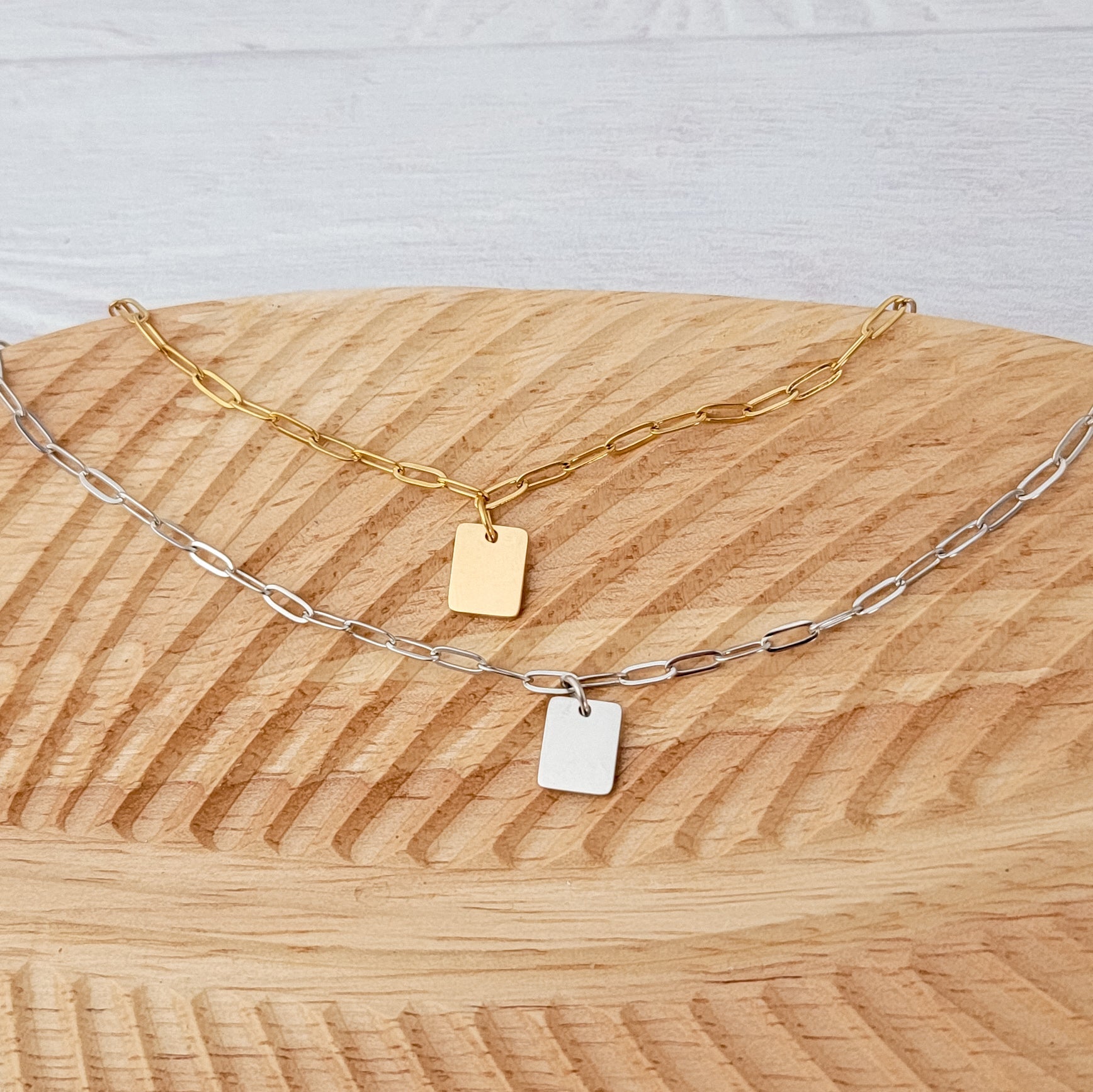 Petite Rectangle Paperclip Chain Anklet (Silver or Gold), 1 Total, Metal Blank 185 - 