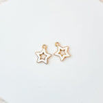 Petite White Star Gold - Plated Enamel Charms, 10 Pieces - 