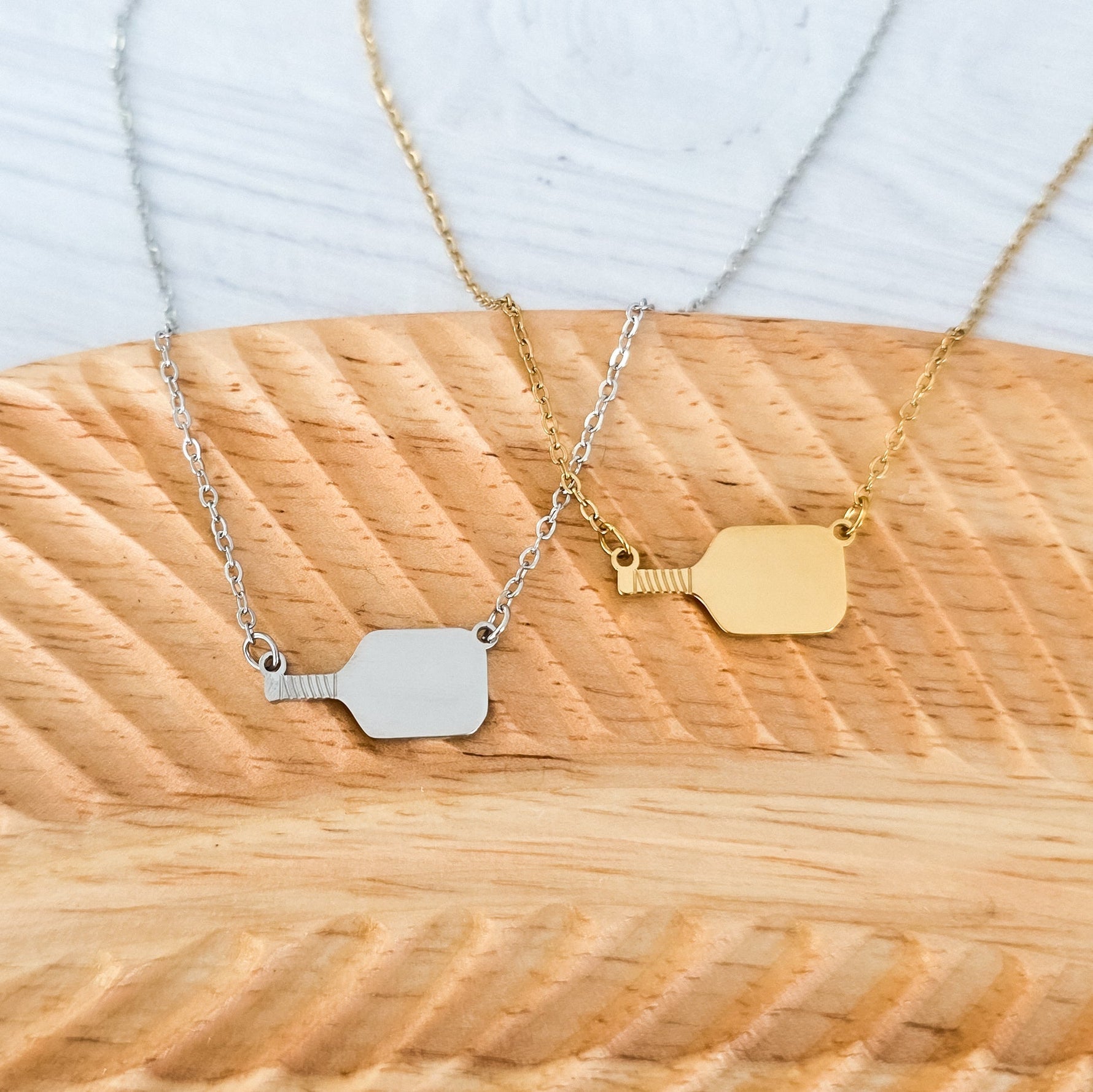 Pickleball Pendant Necklace (Silver or Gold), 1 Total, Metal Blank 193 - 
