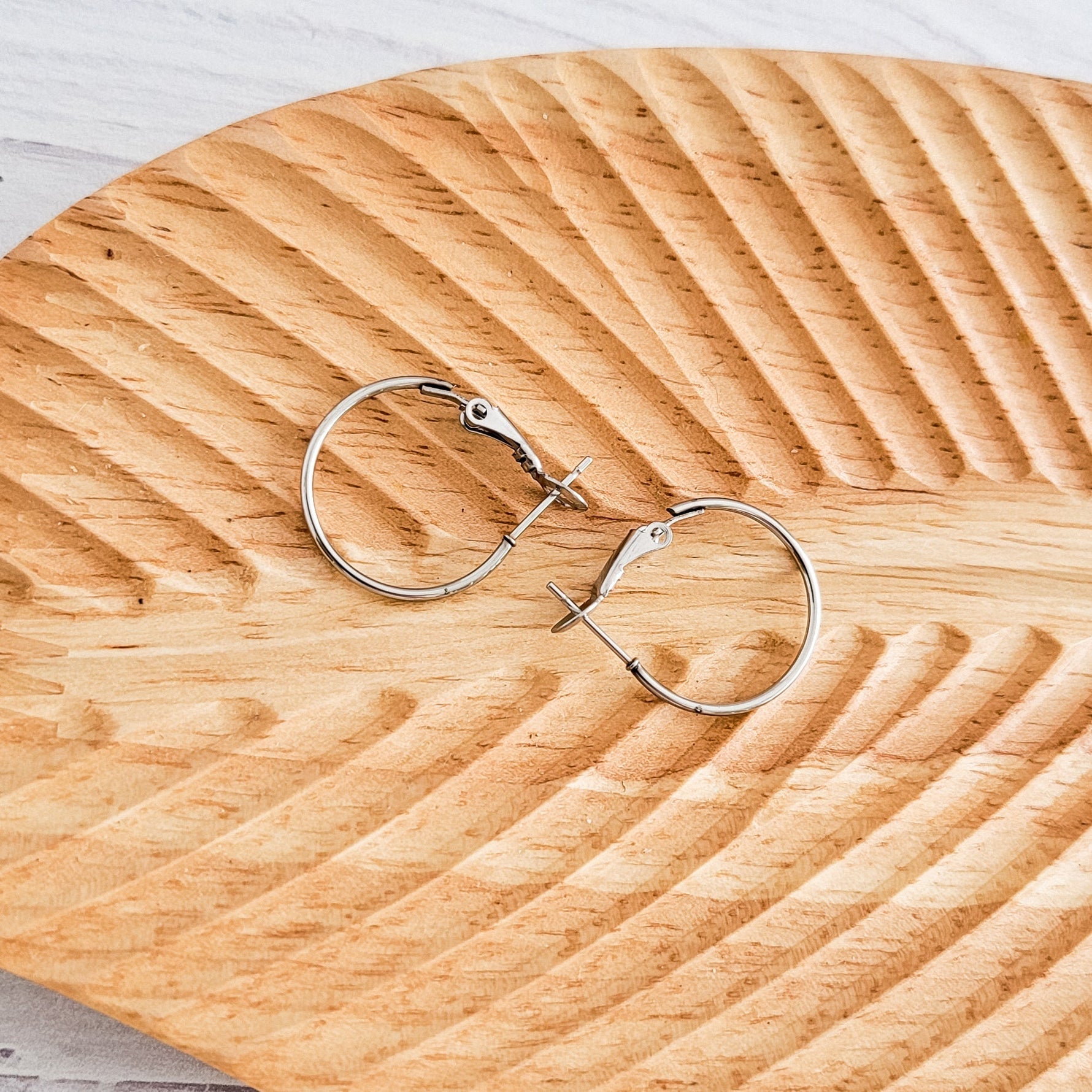 Premium Silver 20mm Leverback Stainless Steel Hoop (1.2mm Wide), 10 Pieces, Hoop 2 - 