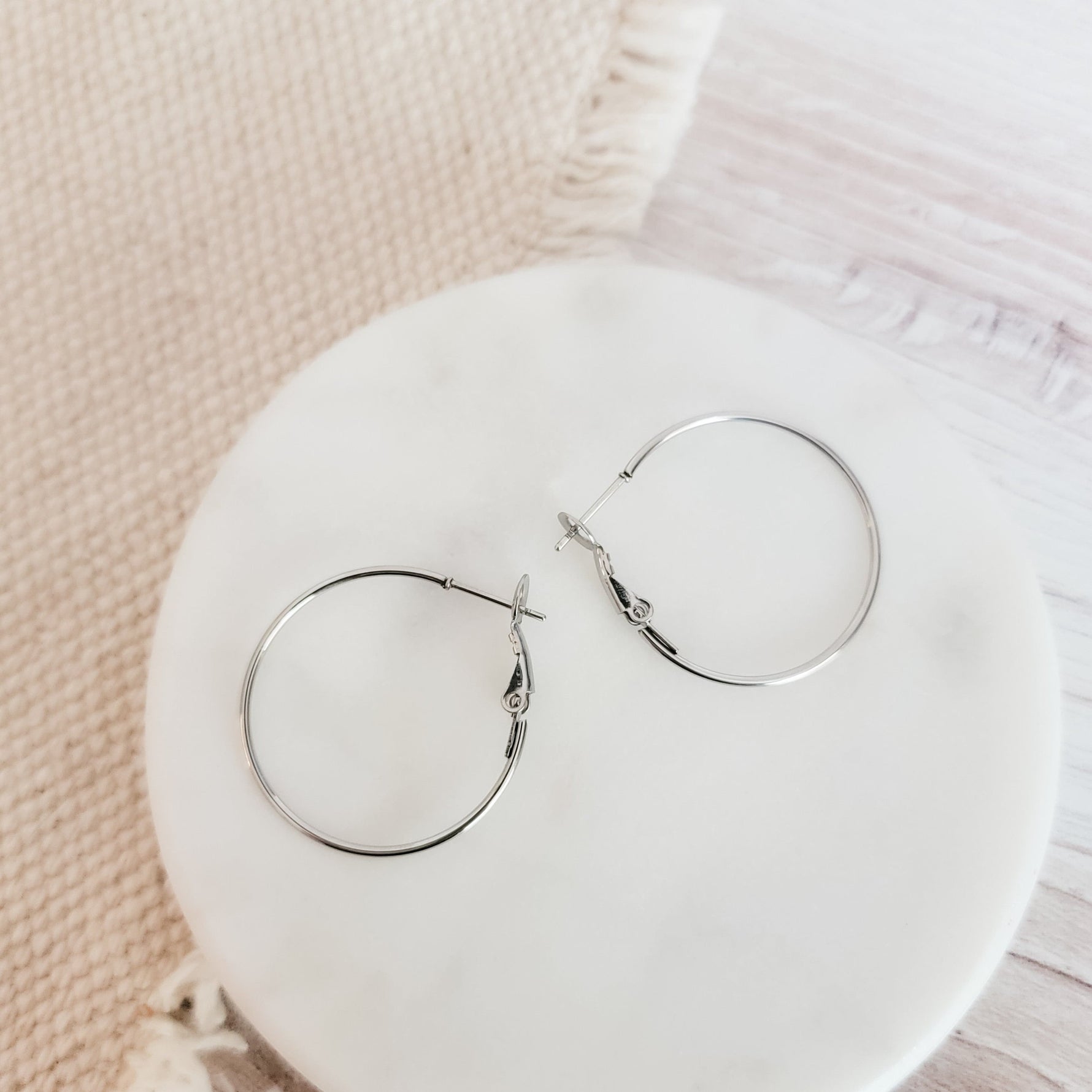 Premium Silver 50mm Leverback Stainless Steel Hoop (1.2mm Wide), 10 pieces, Hoop 52 - 