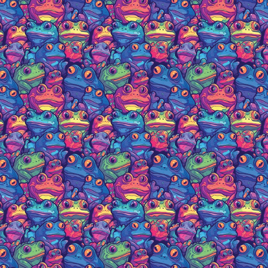 Spring Frogs Pattern P0868 | Psychedelic Frogs Pattern Acrylic Sheets – Custom Made Better