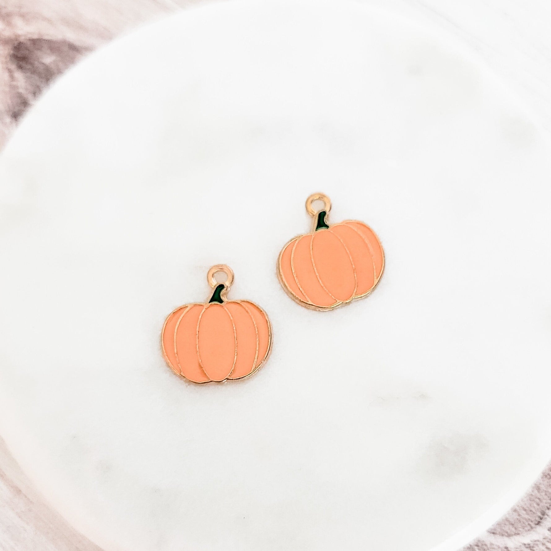 Pumpkin (Orange and Gold) Enamel and Alloy Pendant Charm, 10 Pieces, Charm 14 - 