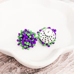 Purple and Kelly Green Mix 15mm Small Seed Bead Topper, 1 Pair, Seed Bead 51 - 