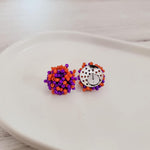 Purple and Orange Mix 15mm Small Seed Bead Topper, 1 Pair, Seed Bead 64 - 
