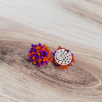 Purple and Orange Mix 15mm Small Seed Bead Topper, 1 Pair, Seed Bead 64 - 
