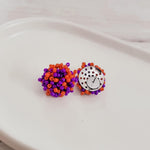 Purple and Orange Mix 15mm Small Seed Bead Topper, 1 Pair, Seed Bead 64 - 