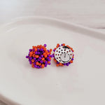 Purple and Orange Mix 15mm Small Seed Bead Topper, 1 Pair, Seed Bead 64 - 