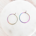 Rainbow 25mm Round Wine Hoop Stainless Steel Ear Wires, 10 Pieces, Hoop 25 - 