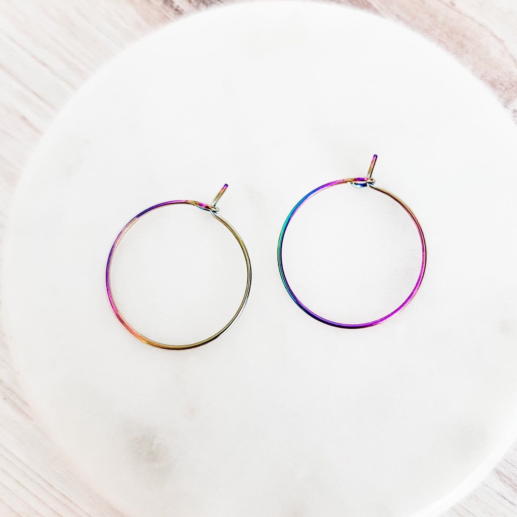 Rainbow 25mm Round Wine Hoop Stainless Steel Ear Wires, 10 Pieces, Hoop 25 - 
