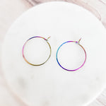 Rainbow 25mm Round Wine Hoop Stainless Steel Ear Wires, 10 Pieces, Hoop 25 - 