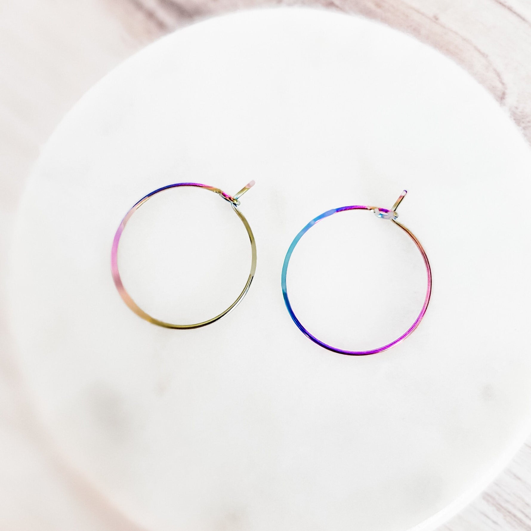 Rainbow 25mm Round Wine Hoop Stainless Steel Ear Wires, 10 Pieces, Hoop 25 - 