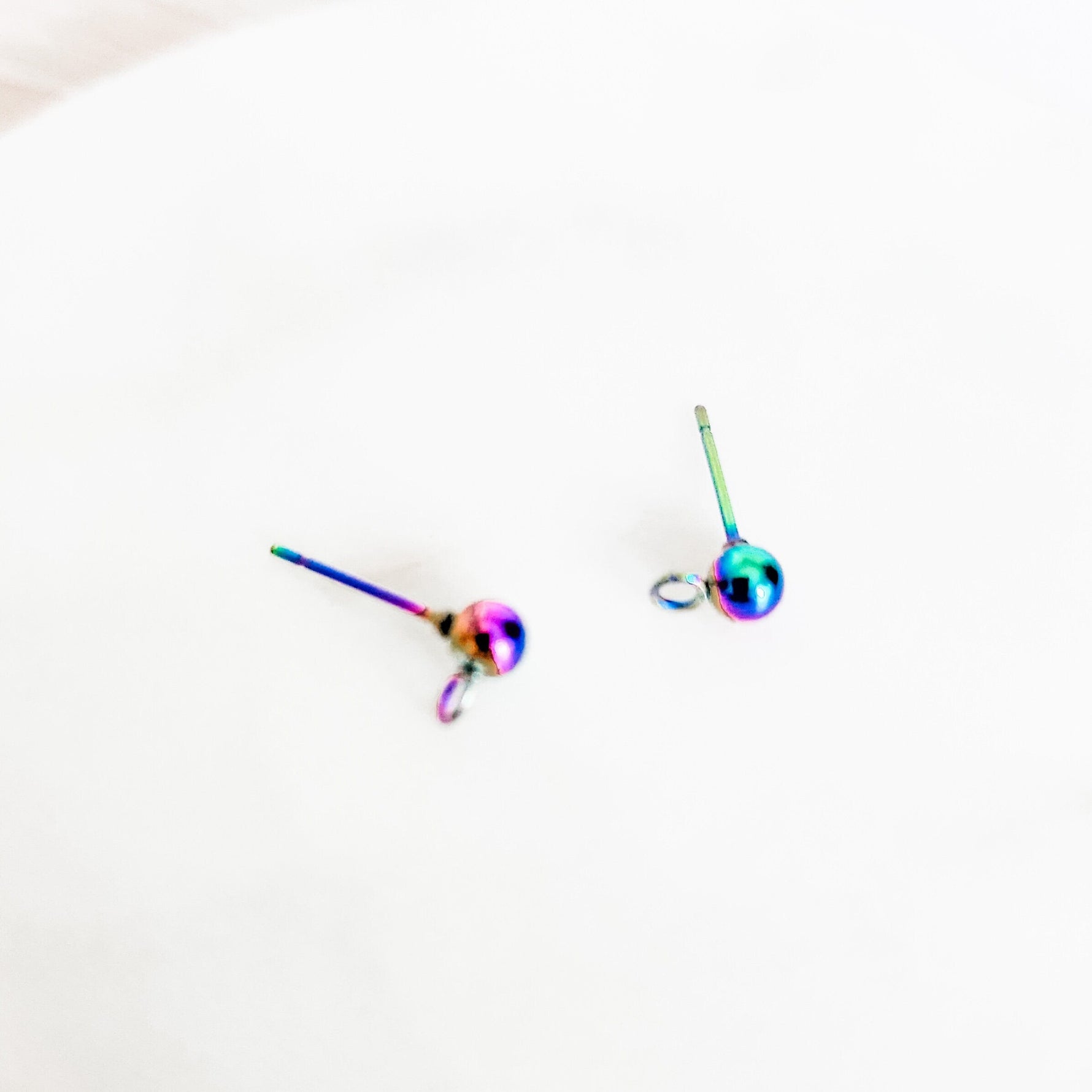 Rainbow Large Ball Stud Posts Stainless Steel (8mm), 10 Pieces, Stud 43 - 