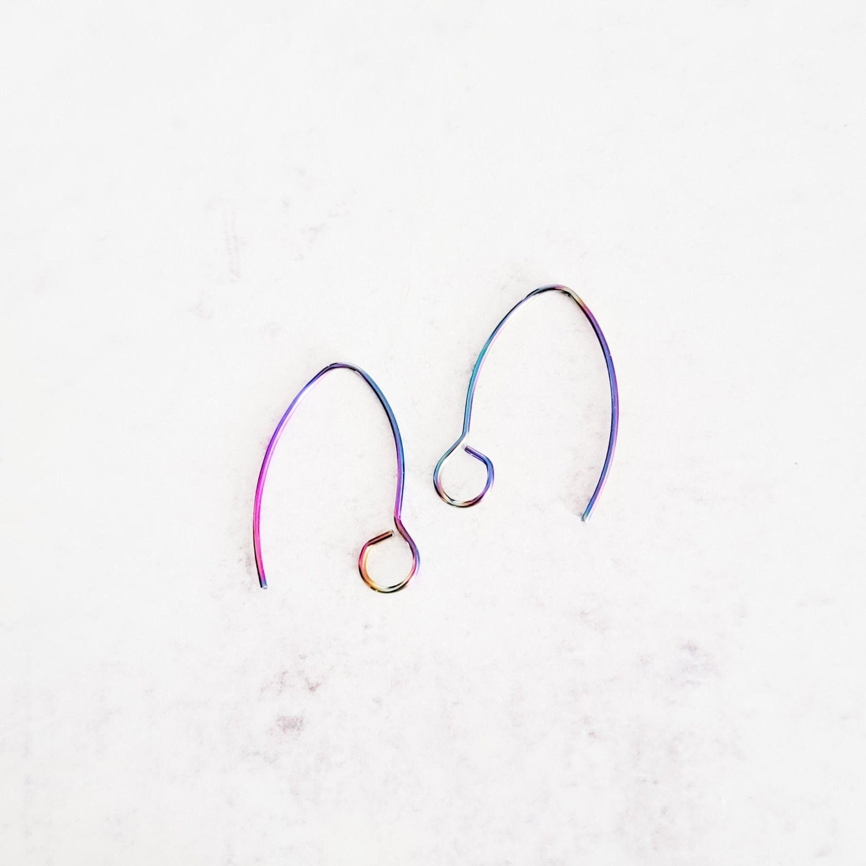 Rainbow Large Loop V Ear Wires (5mm Surgical Stainless Steel Marquise Hooks), 20 Pieces, Earring Hook 61 - 