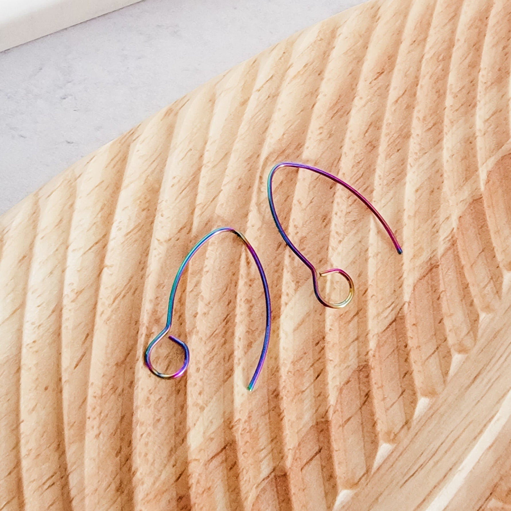 Rainbow Large Loop V Ear Wires (5mm Surgical Stainless Steel Marquise Hooks), 20 Pieces, Earring Hook 61 - 