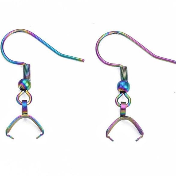 Rainbow Pinch Bail Stainless Steel Ear Wires, 20 Pieces, Earring Hook 74 - 