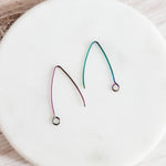 Rainbow Regular Loop Stainless Steel V Ear Wires 2.5mm Hole, 20 Pieces, Earring Hook 42 - 
