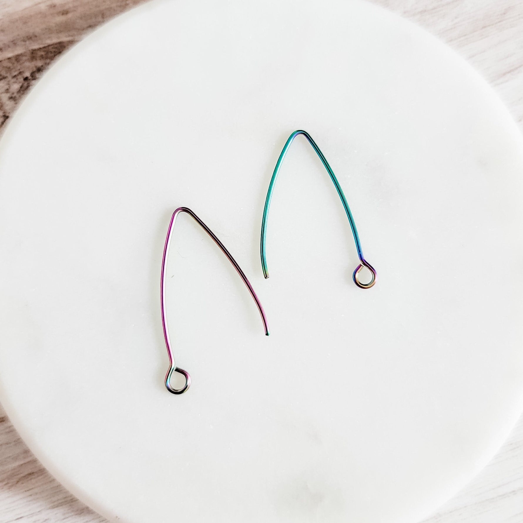 Rainbow Regular Loop Stainless Steel V Ear Wires 2.5mm Hole, 20 Pieces, Earring Hook 42 - 