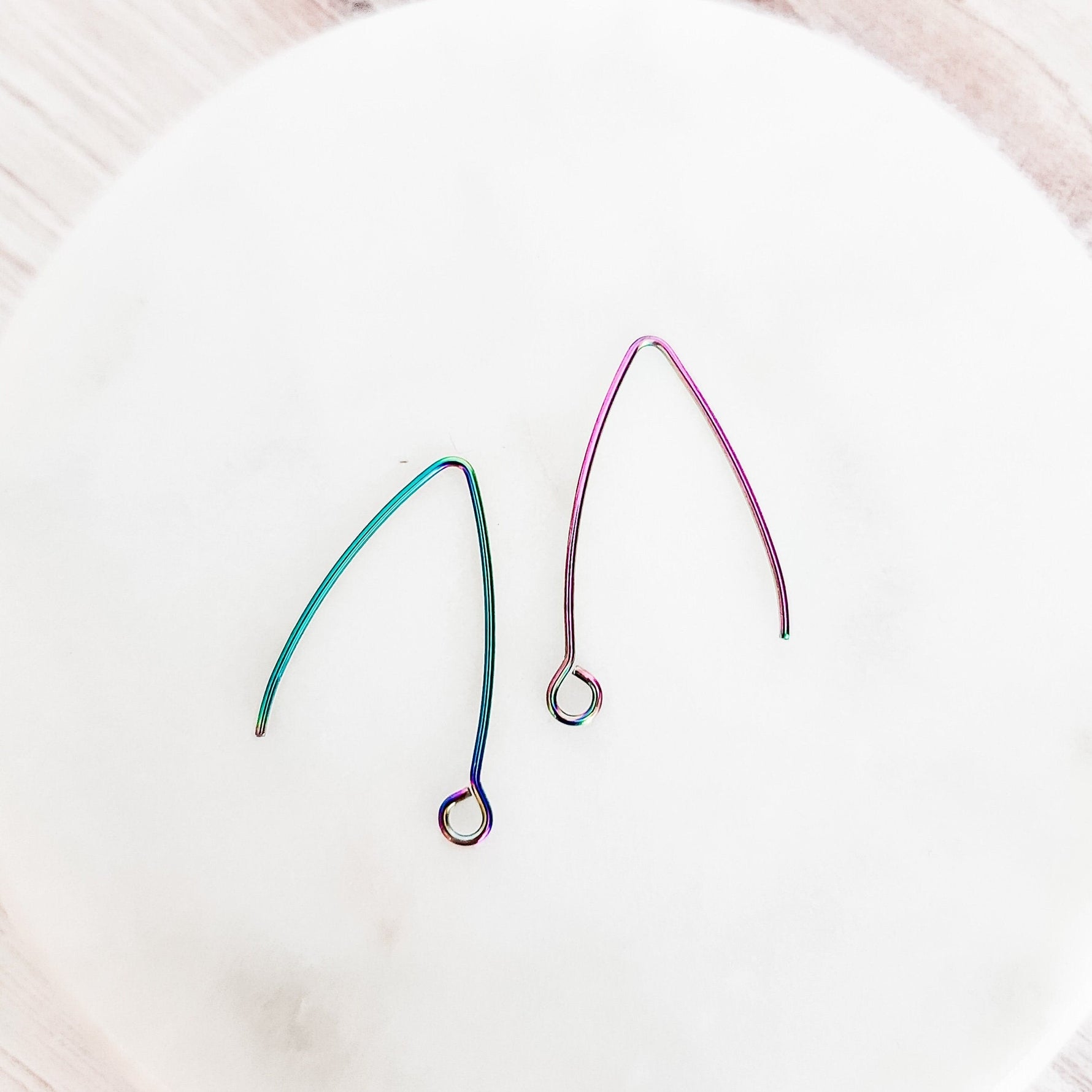 Rainbow Regular Loop Stainless Steel V Ear Wires 2.5mm Hole, 20 Pieces, Earring Hook 42 - 