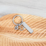 Rectangle with Cat and Paw Charm Keychain (Silver), 1 Piece Total, Metal Blank 93 - 