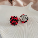 Red and Black Mix 15mm Small Seed Bead Topper, 1 Pair, Seed Bead 42 - 