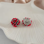 Red and Silver Mix 15mm Small Seed Bead Topper, 1 Pair, Seed Bead 71 - 