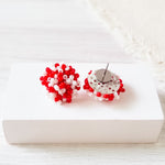 Red and White Mix 15mm Small Seed Bead Topper, 1 Pair, Seed Bead 8 - 