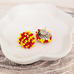 Red and Yellow Mix 15mm Small Seed Bead Topper, 1 Pair, Seed Bead 34 - 