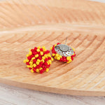 Red and Yellow Mix 15mm Small Seed Bead Topper, 1 Pair, Seed Bead 34 - 