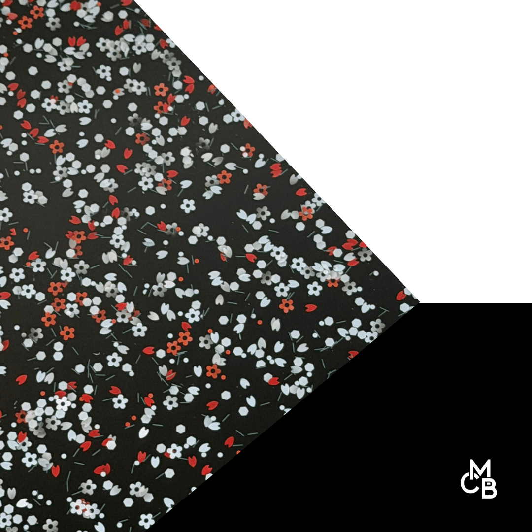 Red Floral Confetti Black Core Glitter Cast Acrylic | Glitter Acrylic Sheet | CMB Acrylic