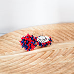 Red & Navy Blue Mix 15mm Small Seed Bead Topper, 1 Pair, Seed Bead 47 - 