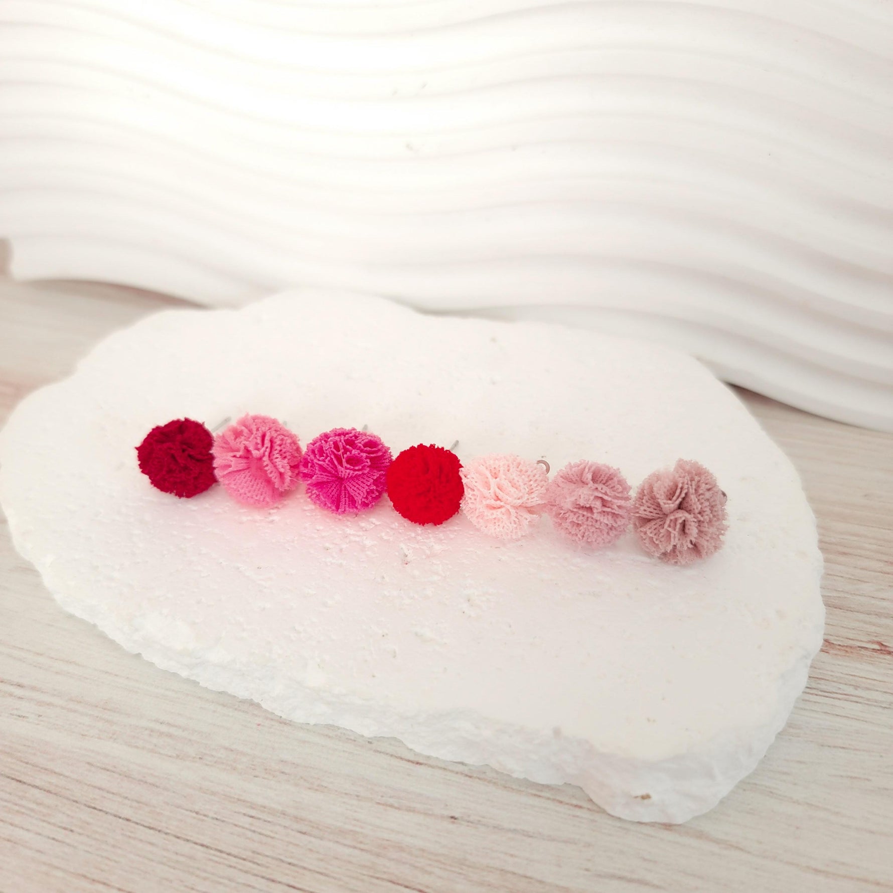 Red & Pink 12mm Lace Stud Topper (Choice of Color), 3 Pairs, Stud 134 - 140 - 