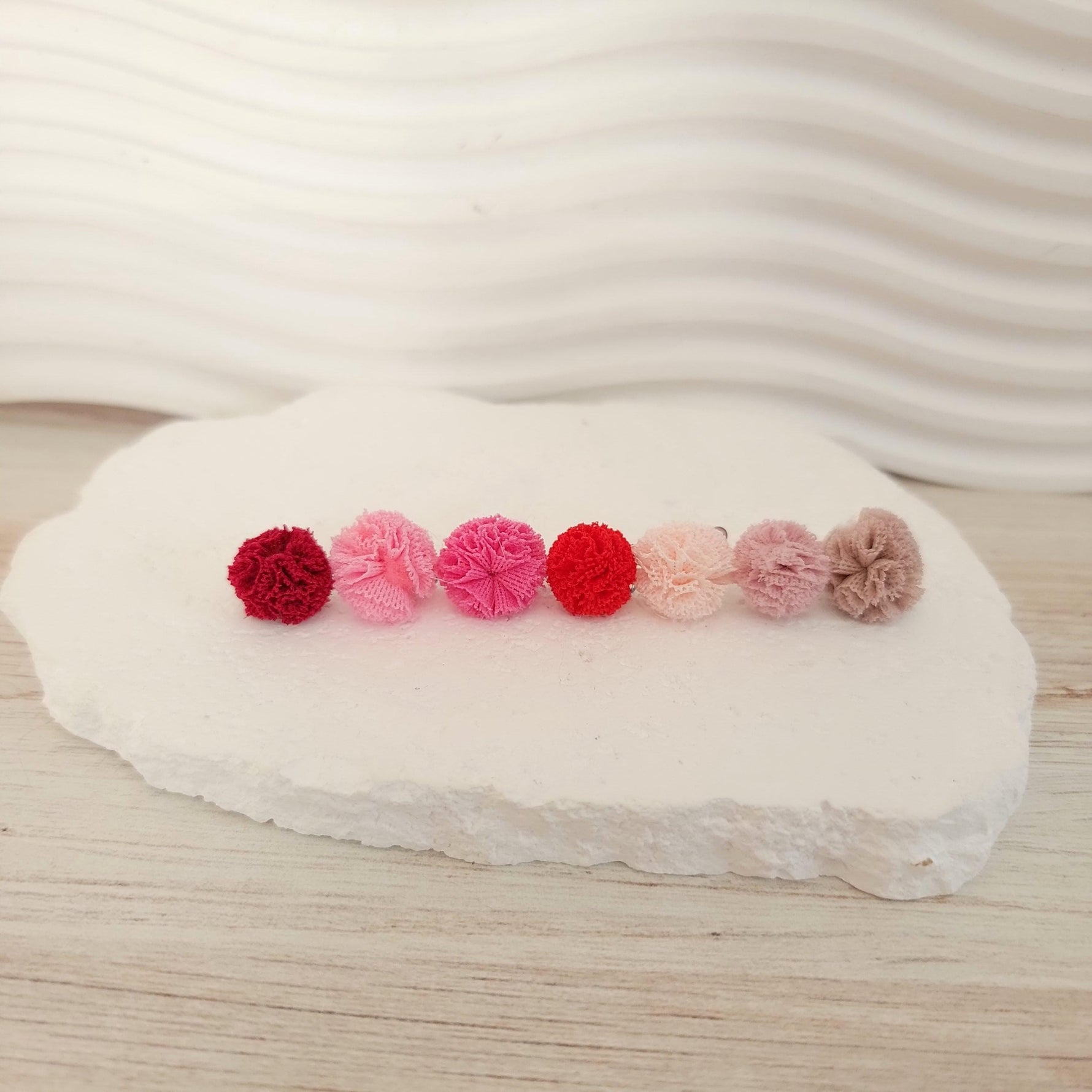 Red & Pink 12mm Lace Stud Topper (Choice of Color), 3 Pairs, Stud 134 - 140 - 