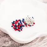 Red/White/Navy Blue Mix 15mm Small Seed Bead Topper, 1 Pair, Seed Bead 41 - 