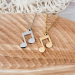 Regular Double Music Note Necklace (Silver or Gold), 1 Total, Metal Blank 87 - 