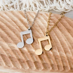 Regular Double Music Note Necklace (Silver or Gold), 1 Total, Metal Blank 87 - 