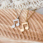 Regular Double Music Note Necklace (Silver or Gold), 1 Total, Metal Blank 87 - 