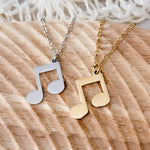 Regular Double Music Note Necklace (Silver or Gold), 1 Total, Metal Blank 87 - 