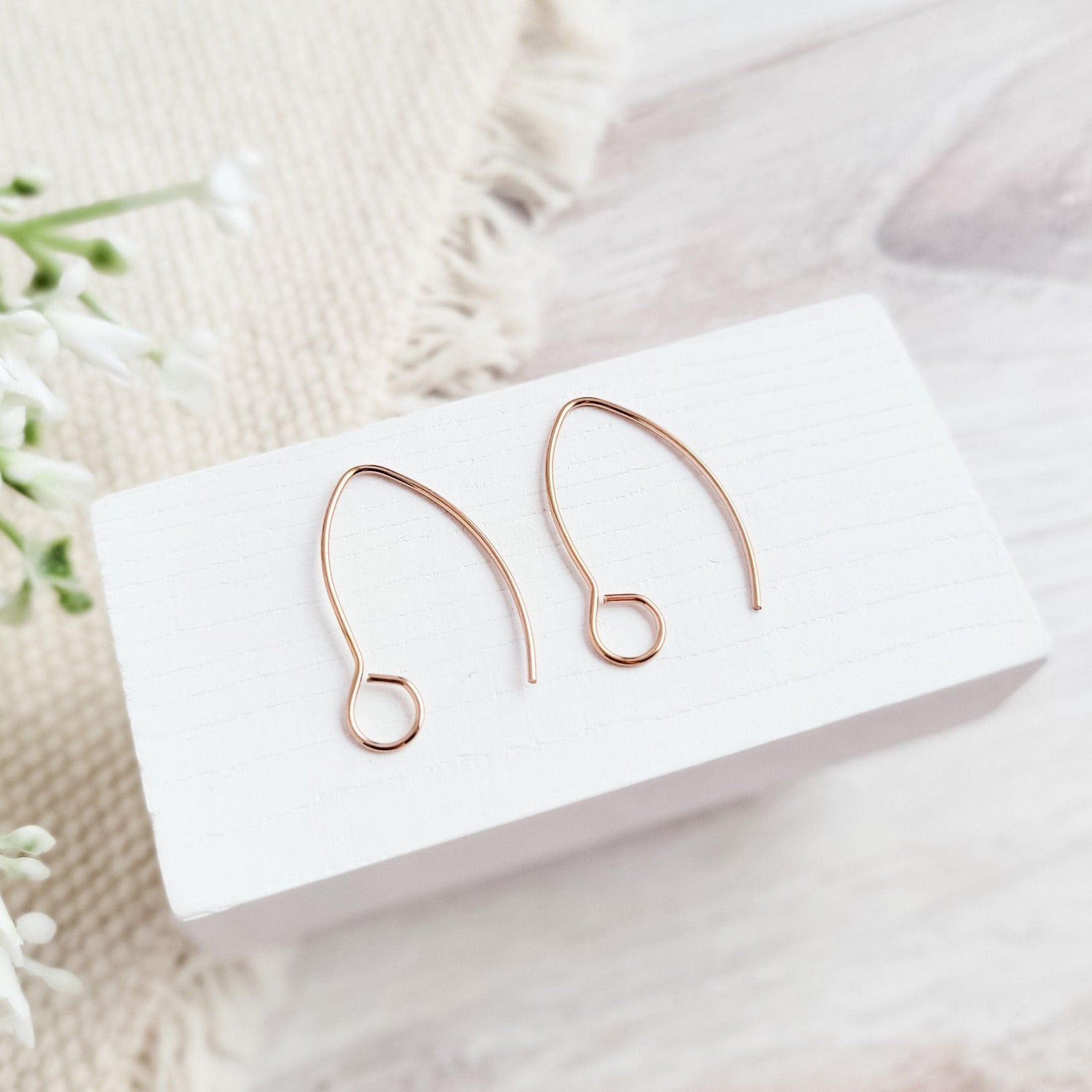 Rose Gold Large Loop V Ear Wires (5mm Surgical Stainless Steel Marquise Hooks), 20 Pieces, Earring Hook 59 - 